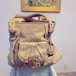 Min Miu Taupe leather w/ gold hardware Miu Miu tote bag pre loved